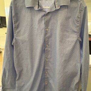 Banana Republic Dress Shirt Men Blue Slim Fit Large